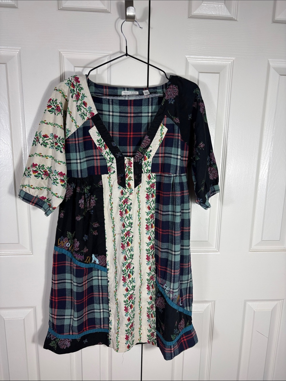 Kimchi Blue from Urban Outfitters Plaid Tunic in Navy, Cream, Green, Red
